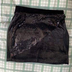 sequined black mini skirt